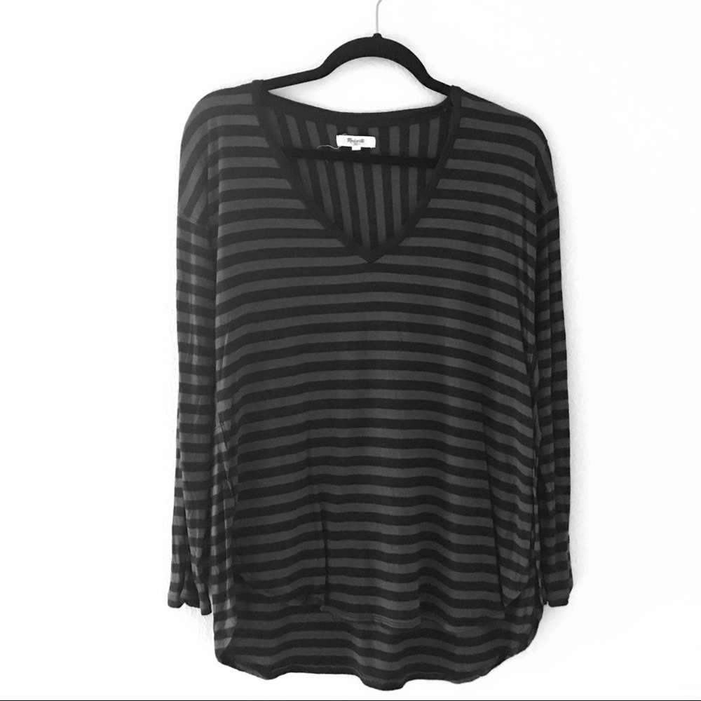 Blue and Brown Stripe Long Sleeve Tee